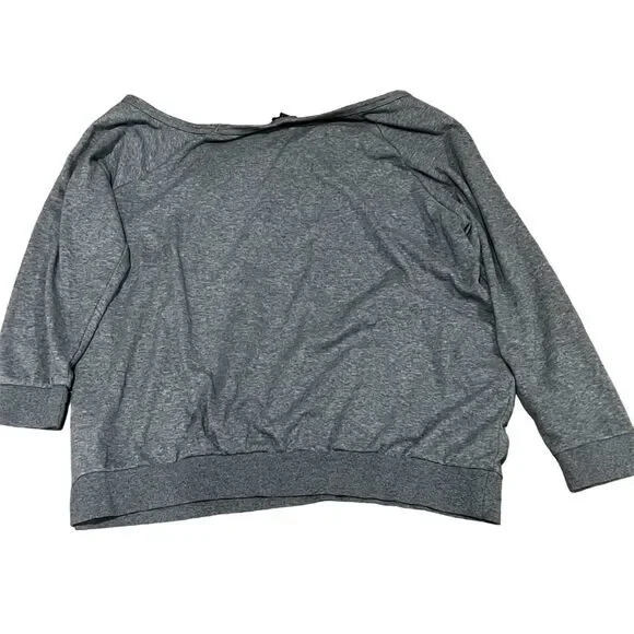 Torrid Women's Plus Size 3 Gray Off Shoulder Sweatshirt Pink Sequin Lips Casual - Picture 6 of 9